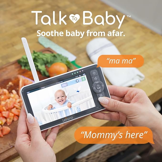 Levana Nala 5.5" HD Video Baby Monitor, 1080P Night Vision PTZ Camera, 22 Hour Battery Life, 5000mAH Battery, No WiFi, Two-Way Talk, 1000ft Range, Carrying Case, 2 Year Warranty