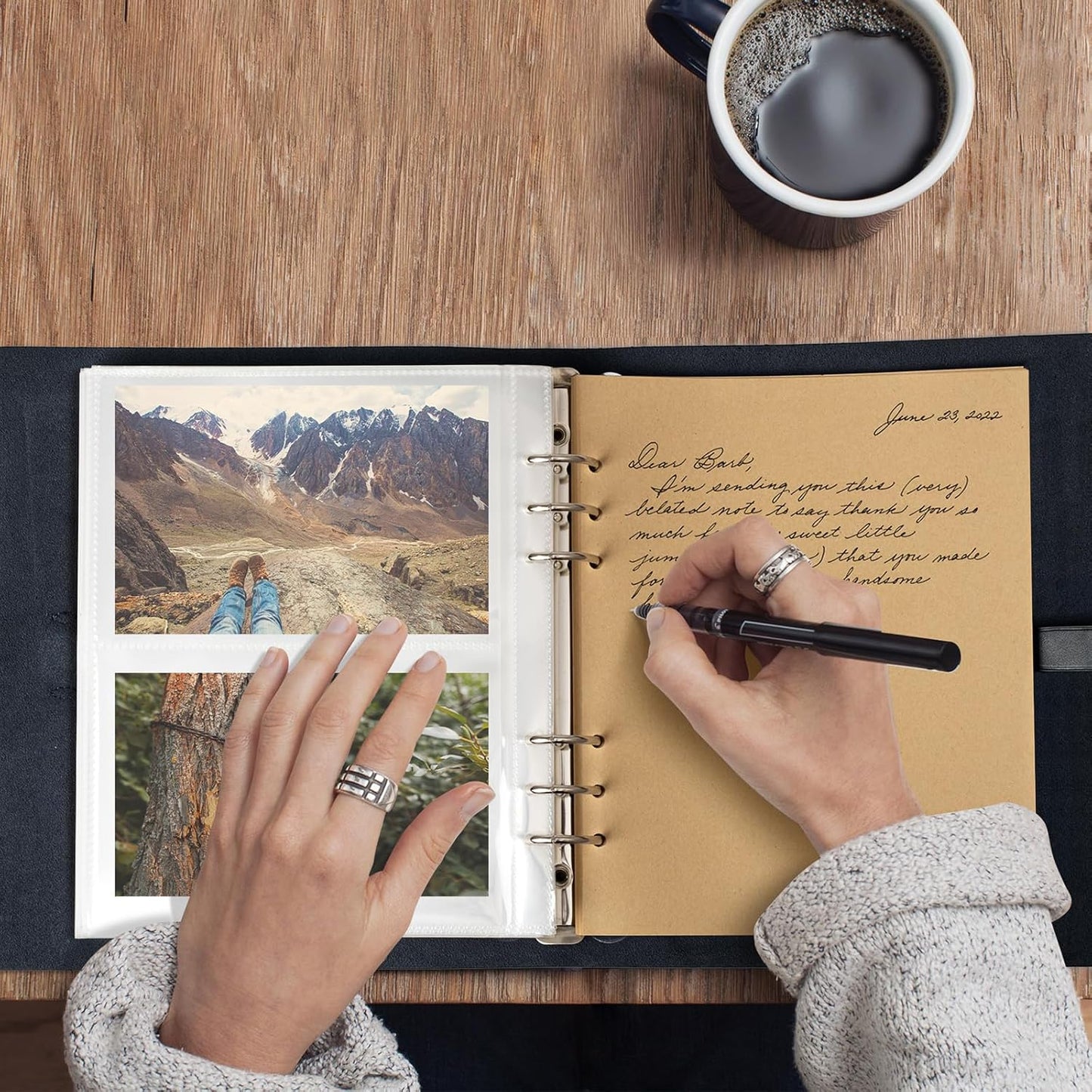 Photo Album 4x6 200 Photos, Genuine Leather Photo Albums with Writing Space with 30 Writing Paper, Travel Family Wedding Kids Graduation Ultrasound Baby Picture Album Scrapbook Photo Album（Love Tree）