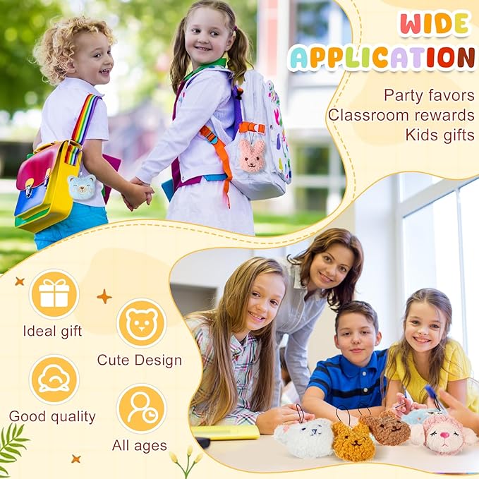 Libima 40 Pcs Mini Stuffed Animals Sea Animal Fruit Plush Keychain Set for Carnival Birthday Classroom Prizes Decoration for Clothes (Adorable)