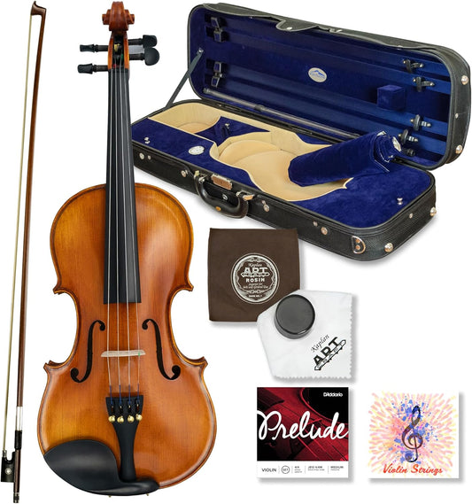Kennedy Violins Louis Carpini G2 Violin Outfit 1/8 Size — Carrying Case and Accessories Included — Solid Maple Wood and Ebony Fittings