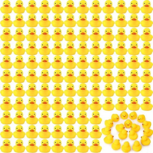Vinsot 100 Pcs Mini Rubber Ducks Bulk Rubber Duck Bath Toys Squeak Float Bath Toy for Birthday Party Favors Gift Summer Beach Pool Activity Carnival Game(1.77 x 1.77 x 1.57 Inch)