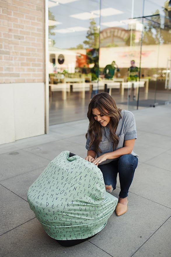 Baby Car Seat Cover Canopy and Nursing Cover Multi-Use Stretchy 5 in 1 Gift Poe by Copper Pearl