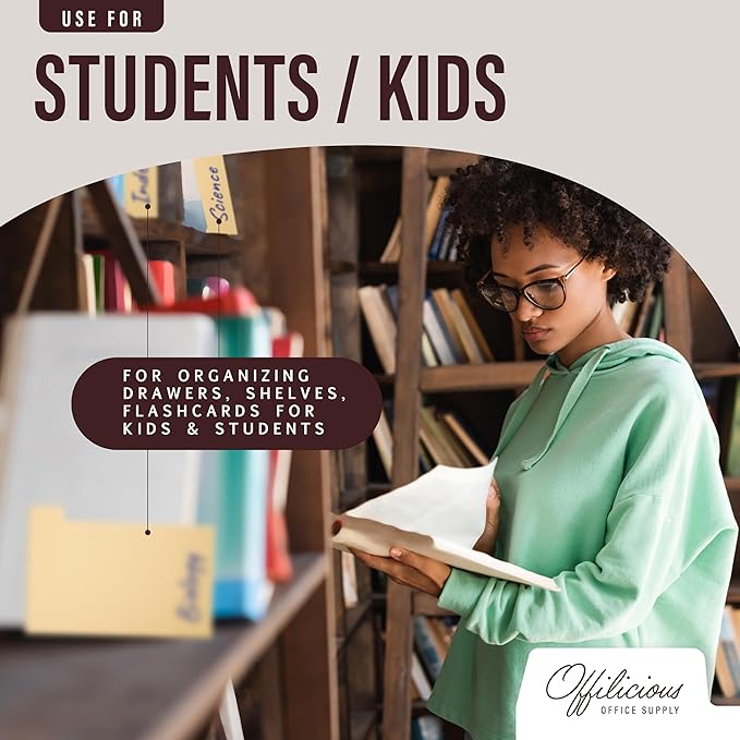 25 Heavyweight Manila Index Card Box Dividers with Tabs & 108 Stickers, Alphabetical File Dividers for 5x8 Index Card Box