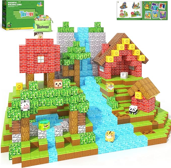 150PCS Magnetic Blocks-Build Mine Magnet World Animals Edition Building Toys for Boys & Girls Age 3-8, Magnetic Sensory Tiles, Ideal Building & Construction STEM Toys Gifts for Toddlers 3+ Years Old