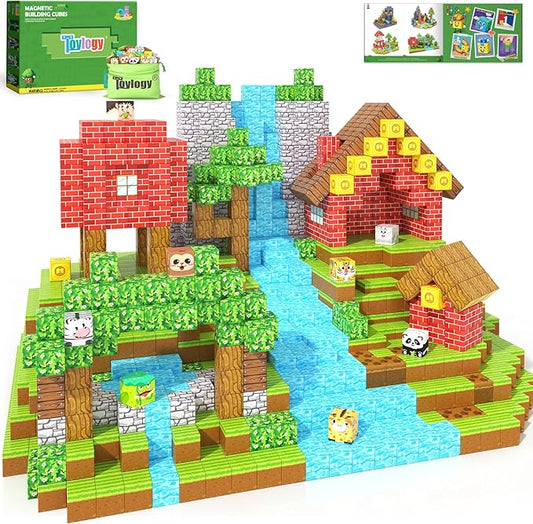 150PCS Magnetic Blocks-Build Mine Magnet World Animals Edition Building Toys for Boys & Girls Age 3-8, Magnetic Sensory Tiles, Ideal Building & Construction STEM Toys Gifts for Toddlers 3+ Years Old