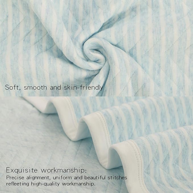 NTBAY Jersey Cotton Quilted Toddler Blanket, Breathable and Warm for Boys and Girls Baby Blanket, 30x40 Inches, Blue