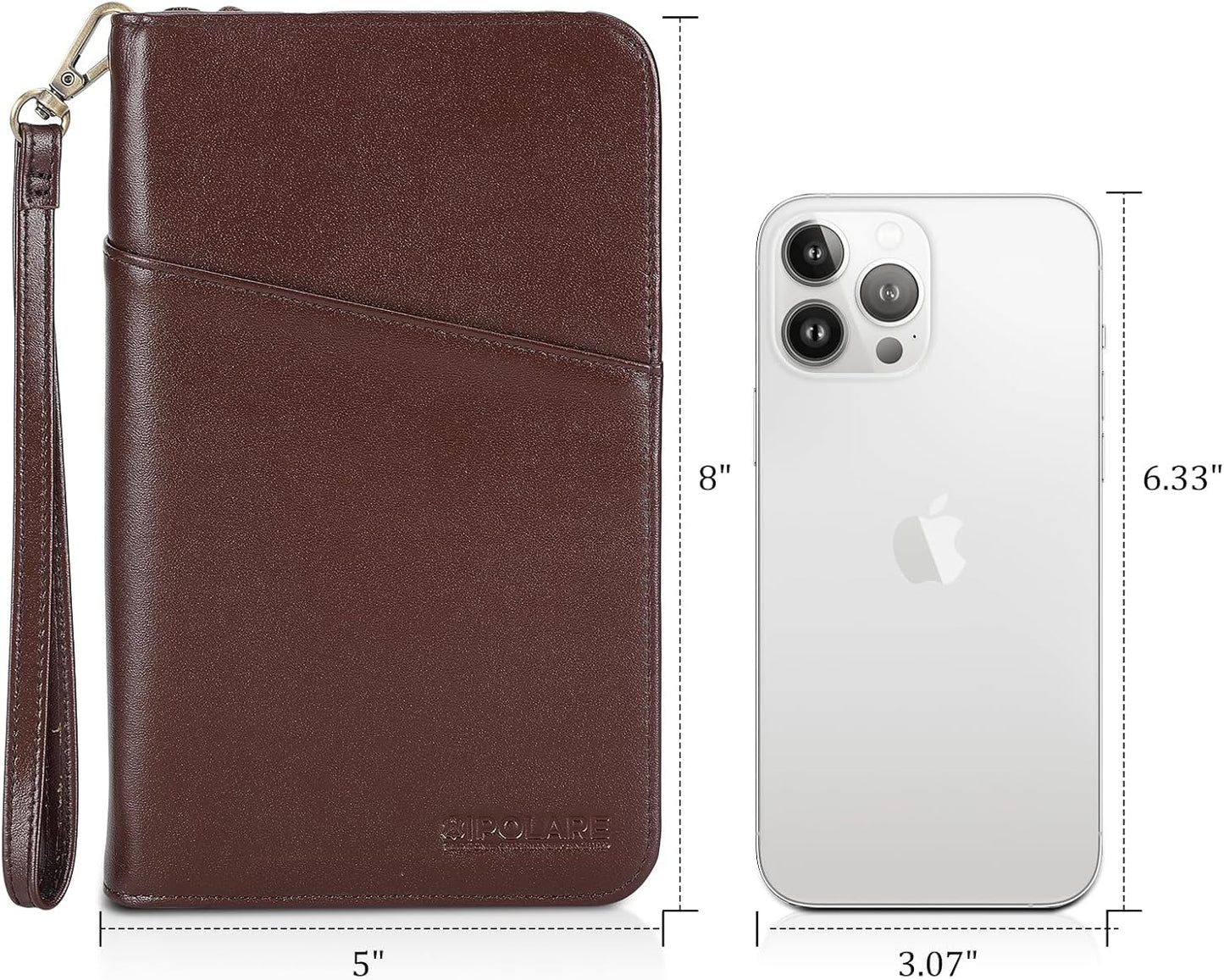 Polare Full Grain Leather Passport Holder Cover Case for Men and Women RFID Blocking Family Travel Wallet Holds 6 Passports