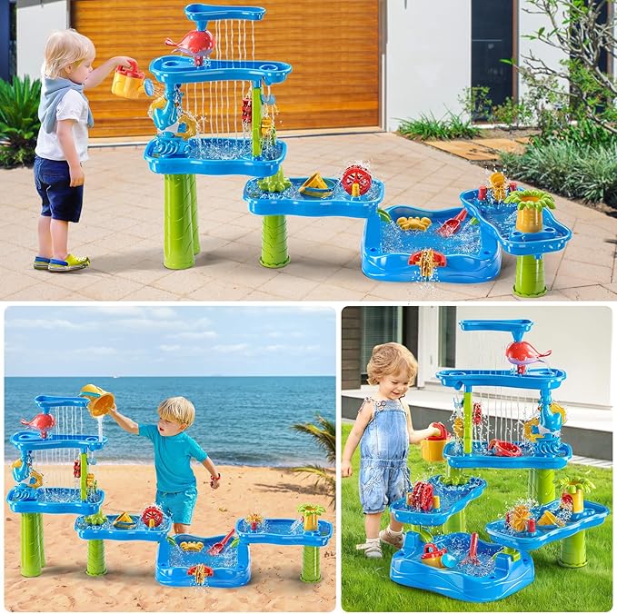 Water Table for Kids 3 4 5 6 7 Years Old - Water Playset for Toddlers 3-5, Water and Sand Play, Backyard Water Table, Summer Outdoor Beach Toys, Sensory Activity, Gifts for Boys Girls