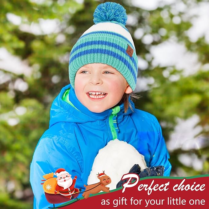 FZ FANTASTIC ZONE Kids Toddler Winter Hat Beanie with Warm Fleece Ski Baby Hats for 2-7 Years Skull Cap Baby Boys Girls Gifts