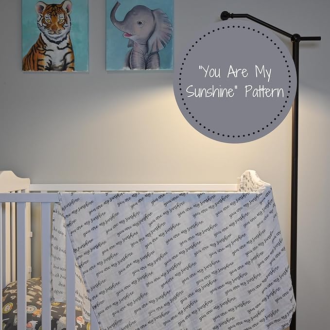LollyBanks Baby Swaddle Blanket, 100% Cotton Muslin Blankets for Boys and Girls, 47 x 47 Inches Soft and Breathable Baby Blanket, Gentle Newborn Swaddle Wrap, Registry (You are My Sunshine Print)