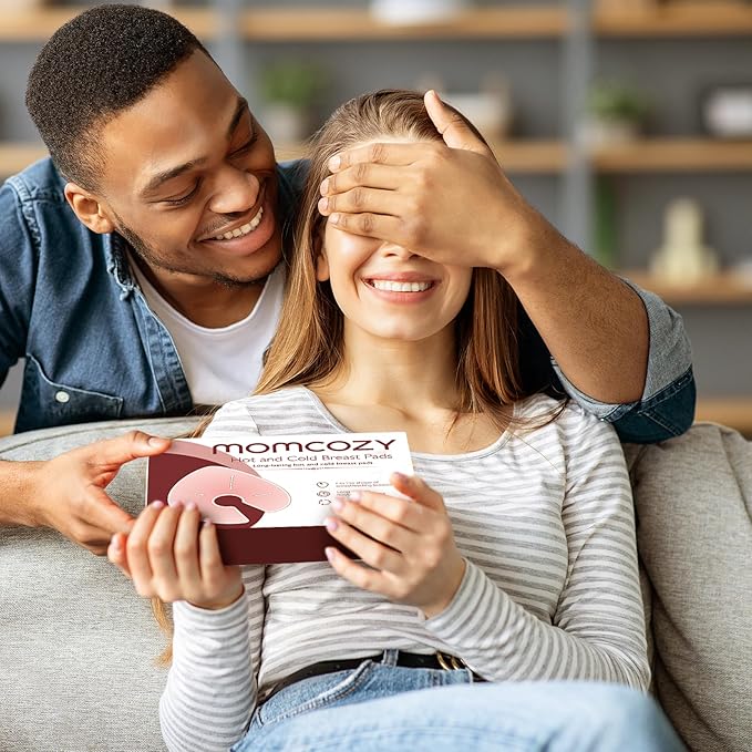 Momcozy Larger Breast Therapy Packs, Hot and Cold Breast Pads with 2 Soft Covers, Breastfeeding Essentials，2 Pack，Pink