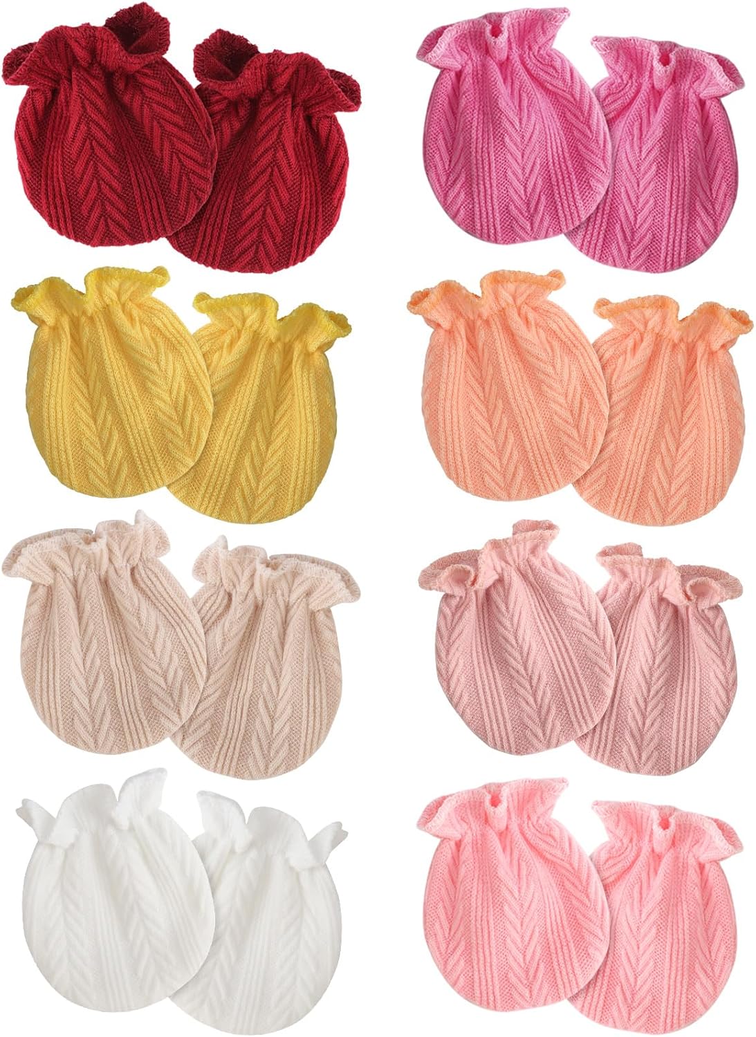 Newborn Baby Mittens No Scratch Cotton Elastic Wrist Gloves Infant Toddler Mittens for Baby Boy Girl 0-6 Months