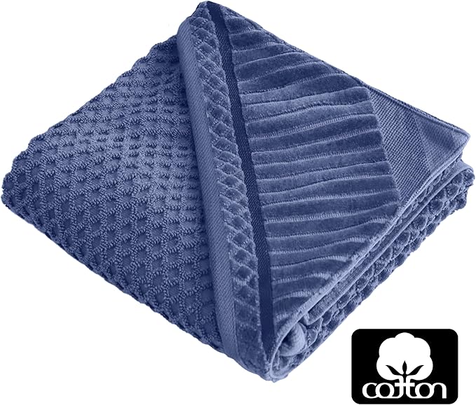 ORIGINAL KIDS Hooded Baby Towel - 100% Cotton Luxurious Jacquard Velour Baby Bath Towel with Hood - Boys Girls Infant Toddler - 550 GSM Soft Absorbent Newborn Bath Essentials - Large 30x30 - Blue