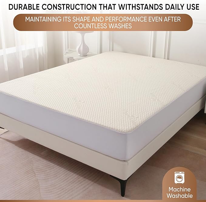 Luxury Waterproof Organic Mattress Protector Queen - Organic Cotton Breathable Mattress Pad Cover - New 380 GSM Comfort - Deep Pocket - Jersey Cotton Skirt - Fitted Comfort