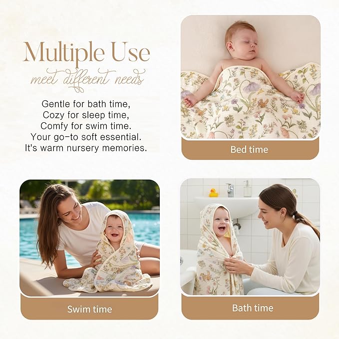 Ultra-Soft Muslin Baby Towel - 32 x 32 Inches, Ideal for Bath & Beach, Suitable for Both Boys & Girls from Newborns to Toddlers