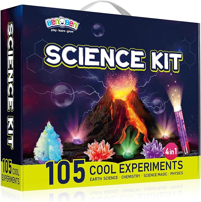 BenBen Science Kits for Kids Age 8-12, 105 Experiments Educational Toy, STEM Toys for 6 7 8 Year Old Boys Girls Birthday Gift, Science Kits for Kids Age 5-7, Chemistry Set for Homeschooling