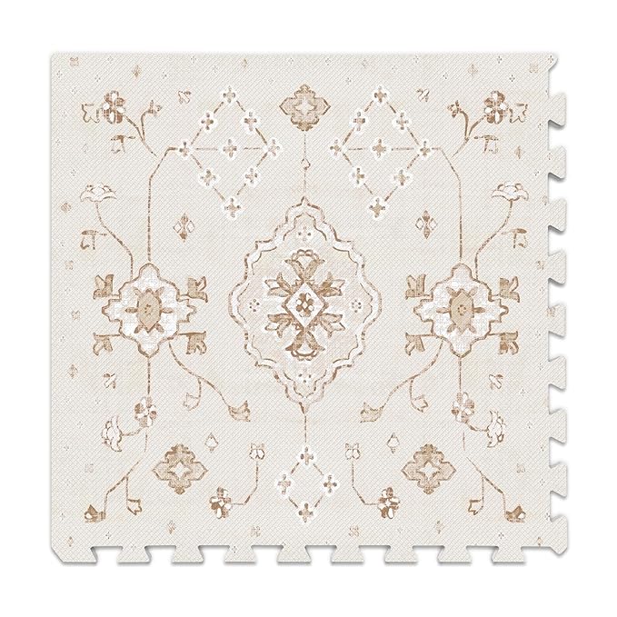 Lillefolk Baby Play Mat for Floor – 6x6ft Vintage Vanilla | Soft Non Toxic Premium EVA Foam Tiles for Tummy Time, Crawling & Playroom – Waterproof Floor Mat for Babies & Toddlers (9 Tiles)