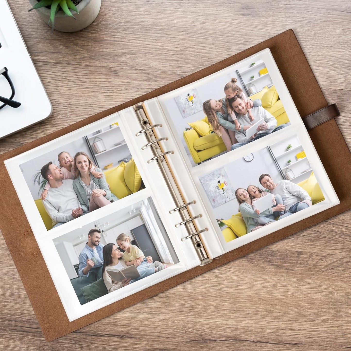 Photo Album 4x6 200 Photos, Genuine Leather Photo Albums with Writing Space with 30 Writing Paper, Travel Family Wedding Kids Graduation Ultrasound Baby Picture Album Scrapbook Photo Album（Hello Baby）