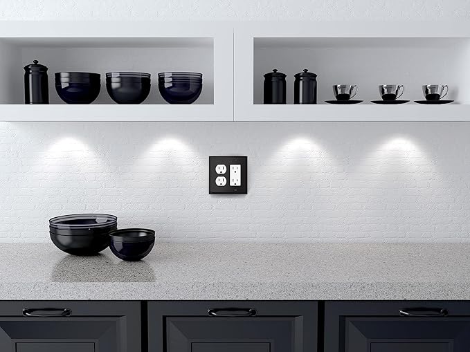 Modern Edge Decorative Wall Plate Switch Plate Outlet Cover, Durable Solid Zinc Alloy (Decorator/Duplex, Matte Black)