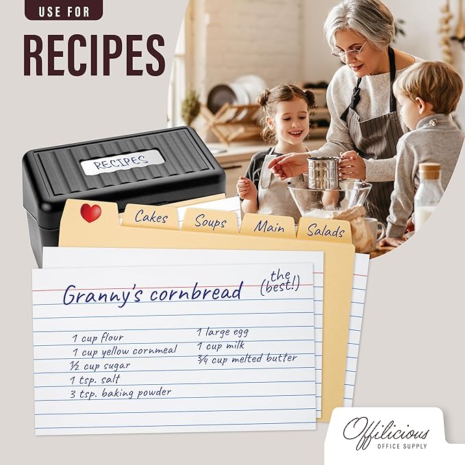 25 Heavyweight Manila Index Card Dividers 4x6 - Index Organizer Dividers with Tabs & 108 Stickers for Recipe, Note, Monthly Index Cards 4x6 & Card Stock