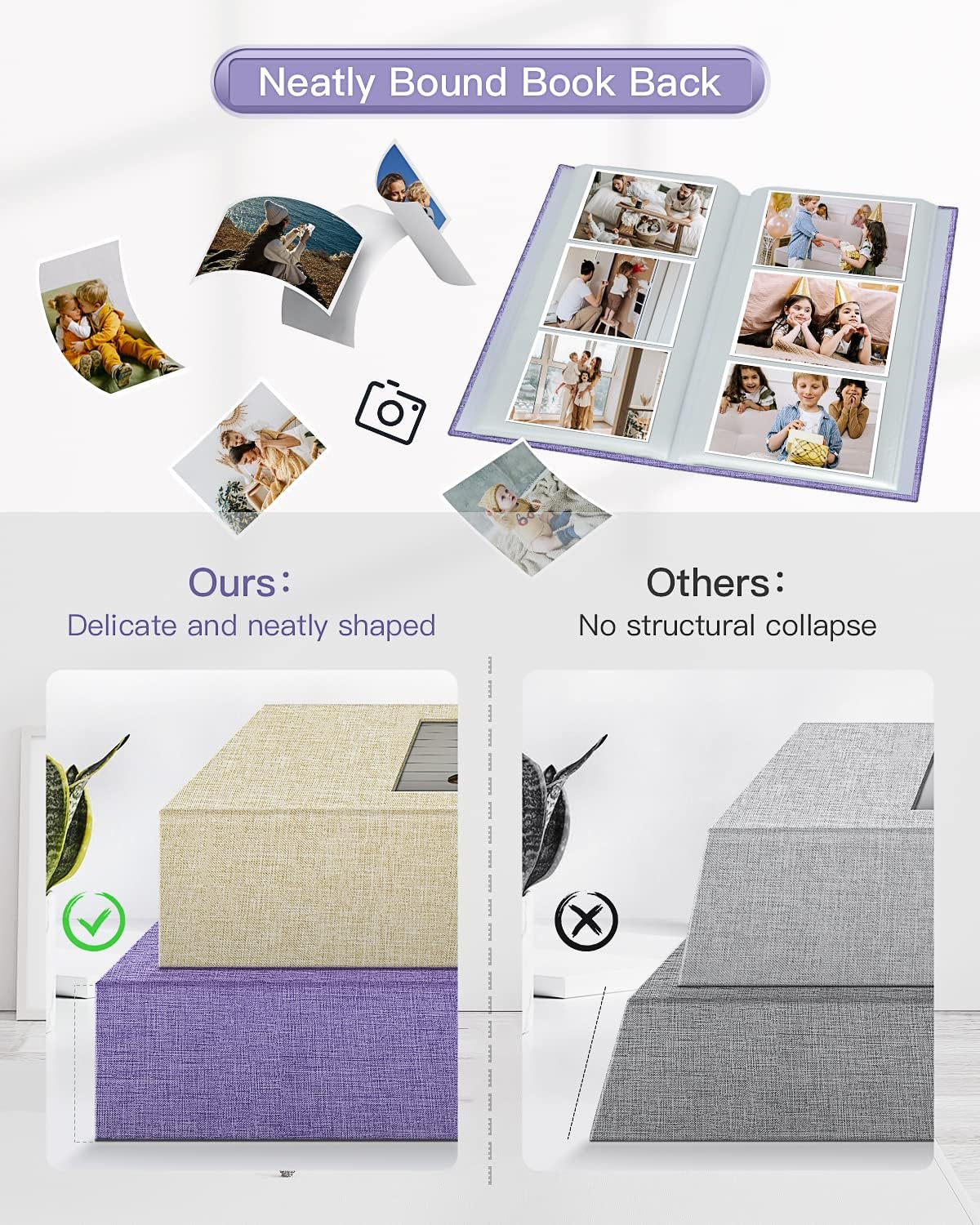 popotop Photo Album 4x6-300 Photos Linen Cover Photo Books with 300 Horizontal Pockets,Slip-in Picture Albums for Family Wedding Anniversary Baby Vacation Pictures