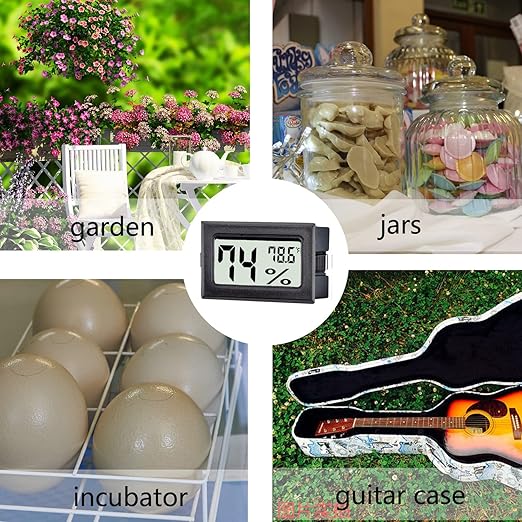 6 Pack Mini Digital Thermometer Hygrometer,Indoor Temperature and Humidity Gauge Meter Monitor Fahrenheit (℉) for Home,Greenhouse,Jars
