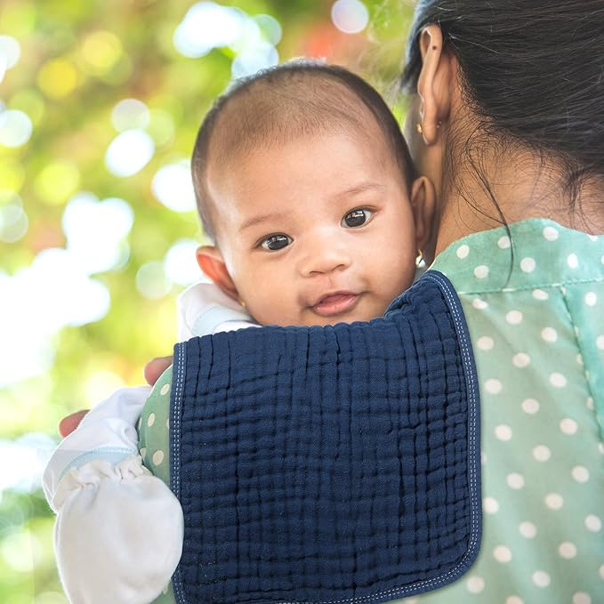 8 Packs Muslin Burp Cloths 6 Layers Unisex Baby Items Absorbent Burp Rags Colorful Muslin Washcloths for Baby Plain Soft Cotton Cloth for Babies Girls Boys, 10 x 20 Inch (Warm Colors)