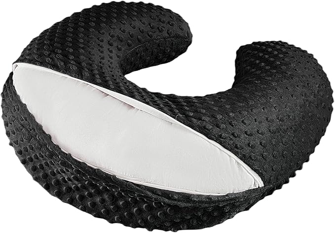 Nursing Pillow for Bottle and Breastfeeding, Ergonomic Comfort Nursing Essentials for Mom and Baby, Feeding Support Pillow with Removable Cover, Easier and Healthier Nursing (Black)