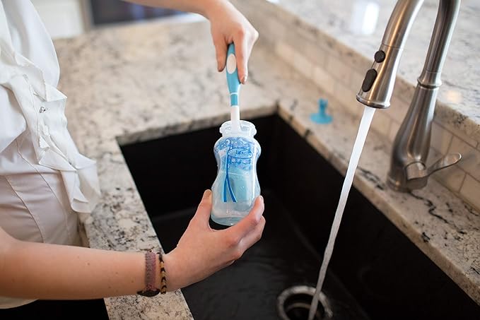 Dr. Brown's Reusable Sponge Baby Bottle Cleaning Brush with Suction Cup Stand, Scrubber and Nipple Cleaner, Assorted Color 12-Pack