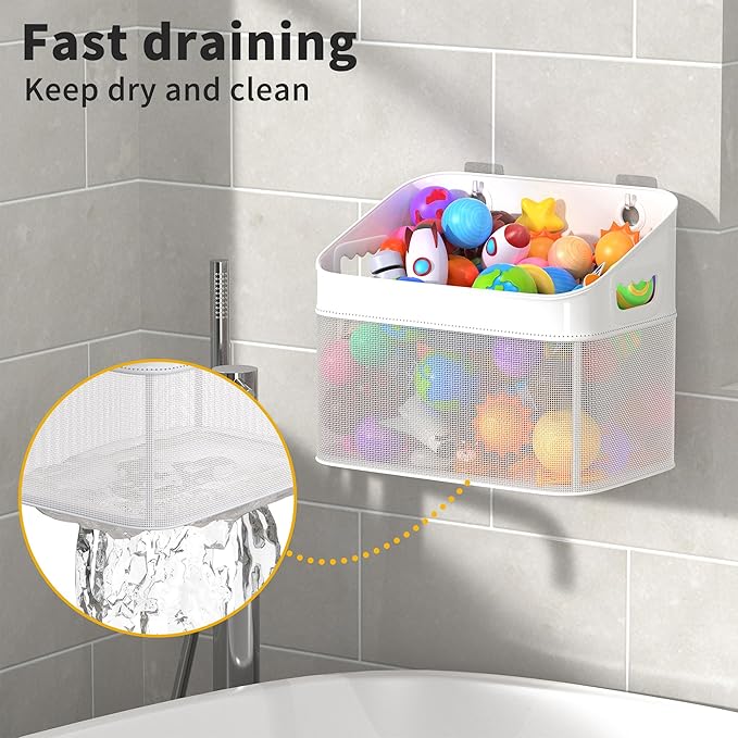 Mesh Baby Bath Toy Storage, ‎Large Capacity and Quick Drying Baby Toy Storage for Bath, Multi-use Net Bags Make Baby Bath Toy Organizer Easy, 1 Pack