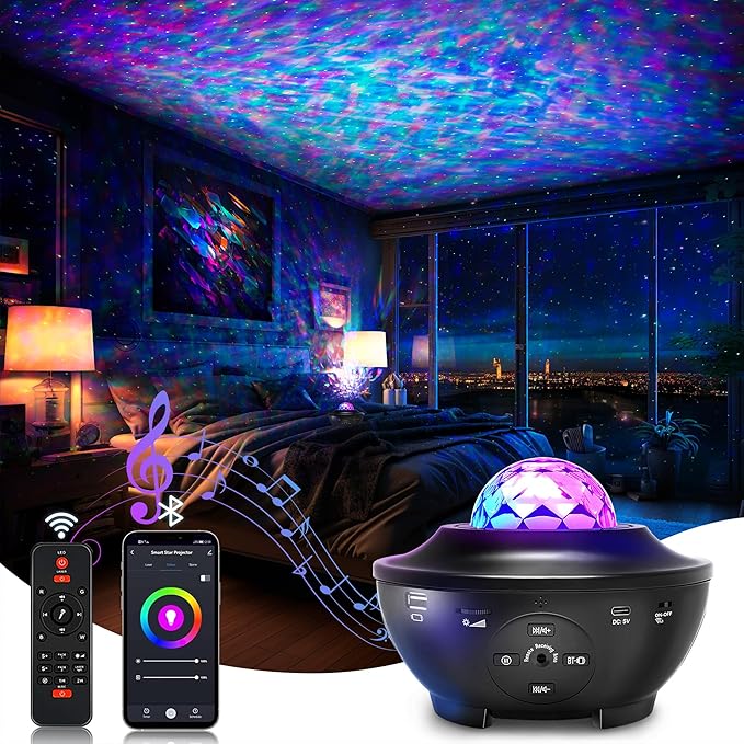 FlyEagle Galaxy Projector for Bedroom, Light Projector Star Projector Galaxy Light with Bluetooth Speaker, Timer, APP & Remote Control for Kids
