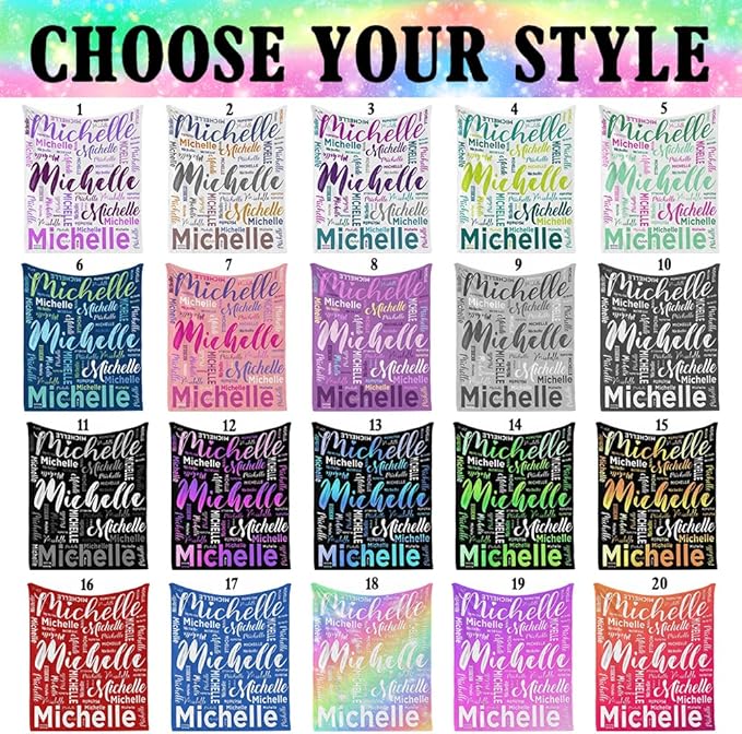 M YESCUSTOM Custom Blankets for Kids with Name, Personalized Baby Blankets for Girls Boys Adult Toddler Customized Soft Throw Blanket Birthday Christmas Valentines Day Purple
