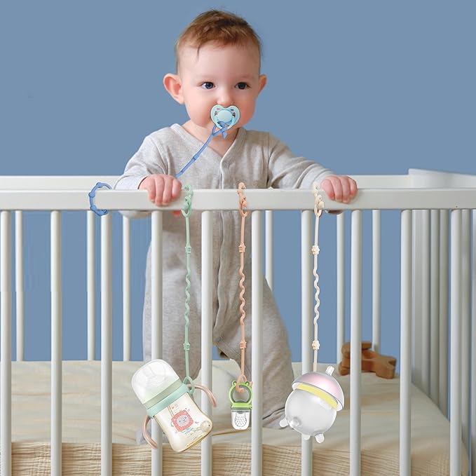 Toy Straps for Baby,Silicone Setpacifier Clip,Applies to Car Seat Toy,Teether Toy,High Chair,Stroller Accessories,Baby Toy Clips,Cribs,Rocking Chair