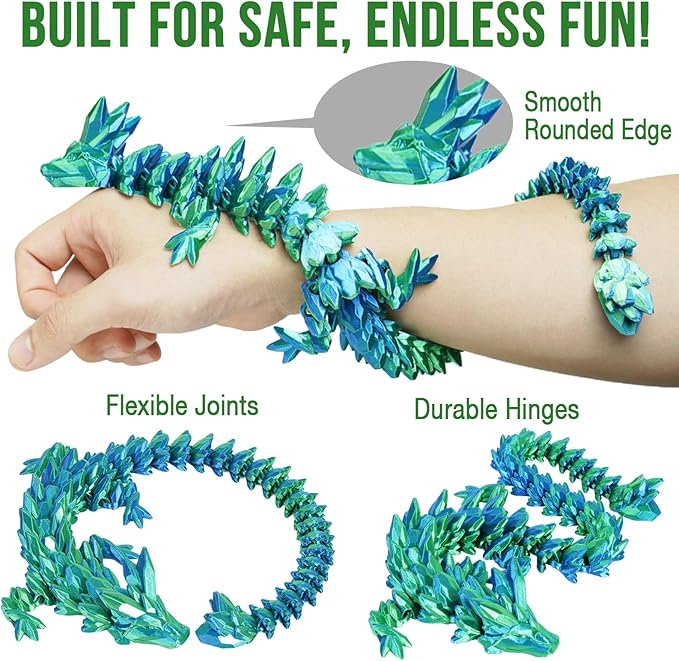 Small Dragon Eggs with Dragon Inside, 3D Printed Surprise Funny Gifts for Kids, Articulated Dragon Fidget Toys for Adults, Executive Desk Toys Office Room Décor (Christmas Green)