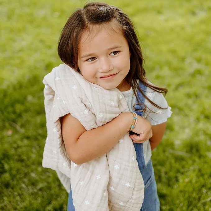 Little Unicorn Newborn Receiving Quilt | Ultra- Soft, Multi-Layered Muslin Fabric | Gift for Newborns & on-The-go (Taupe Cross)