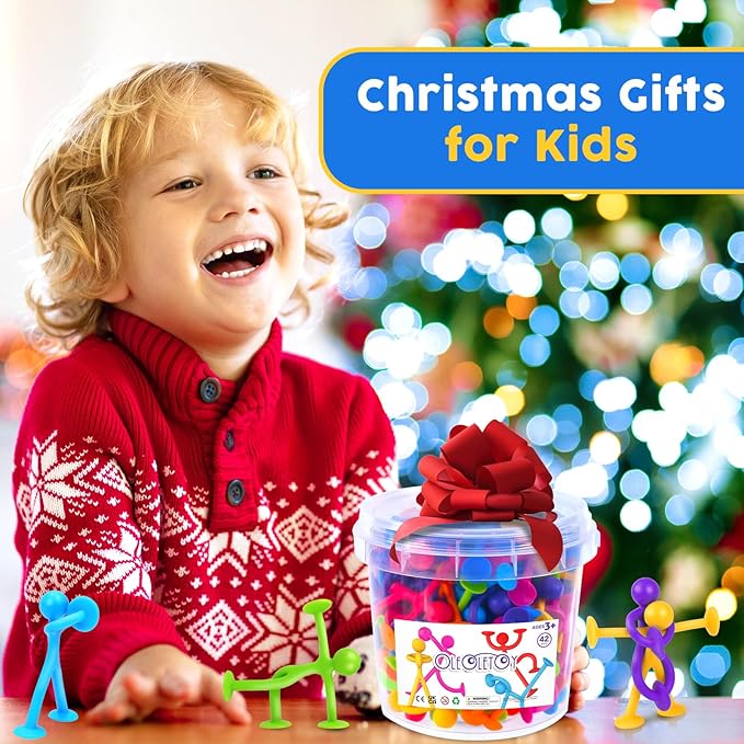 OleOletOy Suction Fidget Toys for Kids: 42 Pack Suction Cup People Toys - Sensory Toys for Autism Kids Calming - Quiet Fidgets for Classroom Prizes - Gifts for Stocking Stuffers Goodie Bag Party Favor