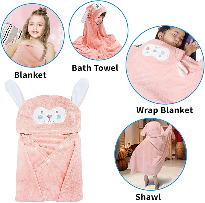 Visen Premium Hooded Towel for Kids,-28×55 INCH Large Size Kids Bath Towel,Ultra Soft Hooded Towel Wrap for Boys Girls