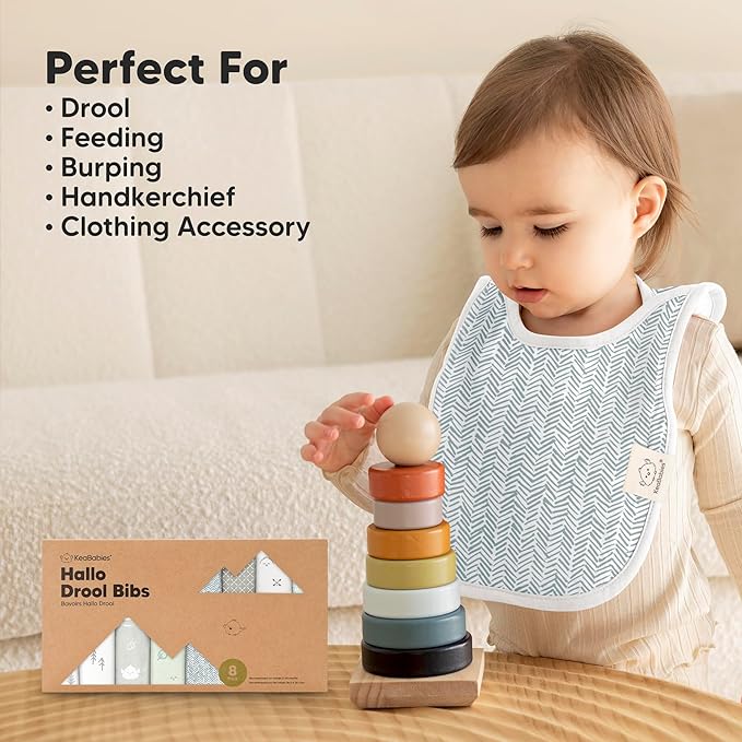 KeaBabies 8-Pack Baby Bibs for Boys, Girls - Pullover Bibs for Drooling Teething Baby Girl & Boy Toddler, Newborn, Soft & Absorbent, Cute Colors, Large Torso Coverage Keep Infant Clean & Dry (Nordic)