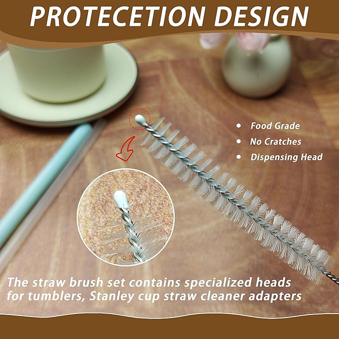 Straw Cleaner for Baby Bottles,Stanley Straw Cleaner Brush for 20/30/40oz Stanley Mugs,Straw Cleaner Brush with Bushy Bristles,Straw Brush Cleaner for Various Straws and Hummingbird Feeders(3 Pack).