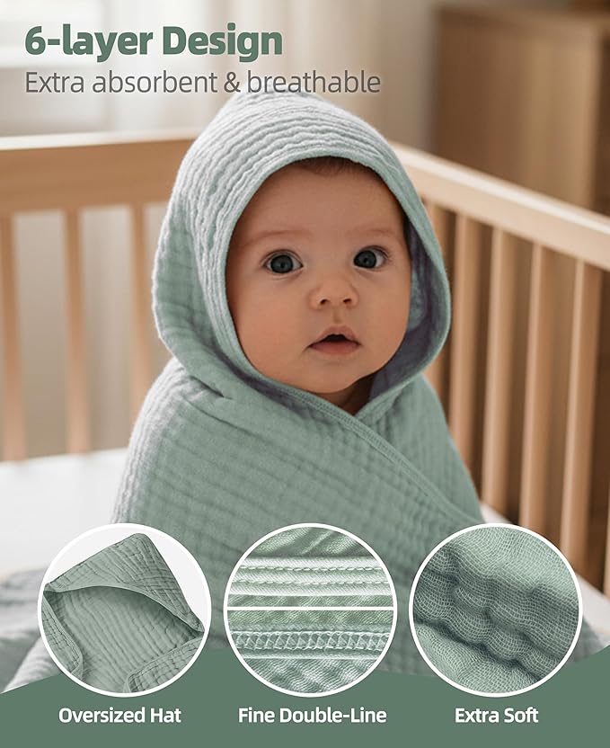 3-Pack Hooded Baby Towels for Newborn 100% Cotton Soft Babies Blanket Toddler and Kids Bath Towel Baby Essentials