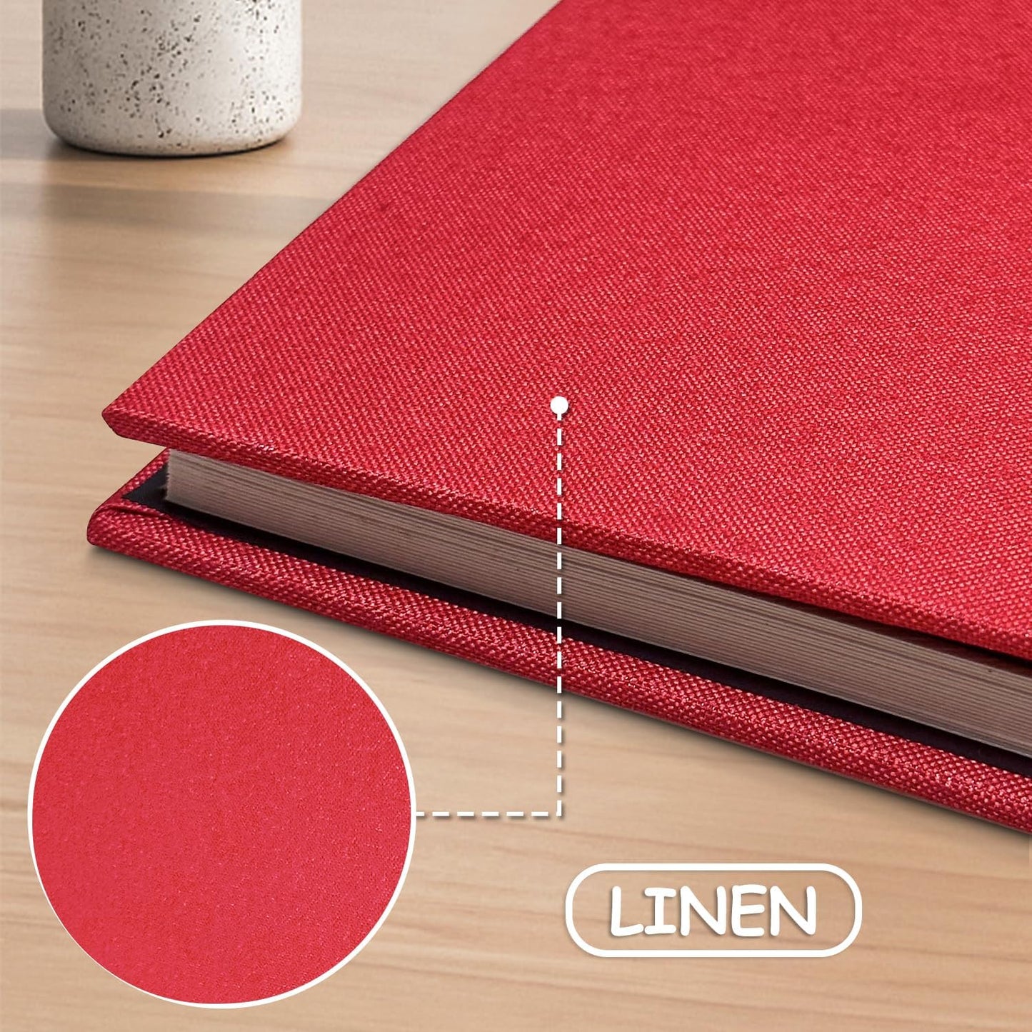 Large Photo Album Self Adhesive Scrapbook Album for 4×6 8×10 Pictures DIY Magnetic Linen Cover Album 60 Pages for Family Wedding Gifts with Metal Pen and Plastic Board