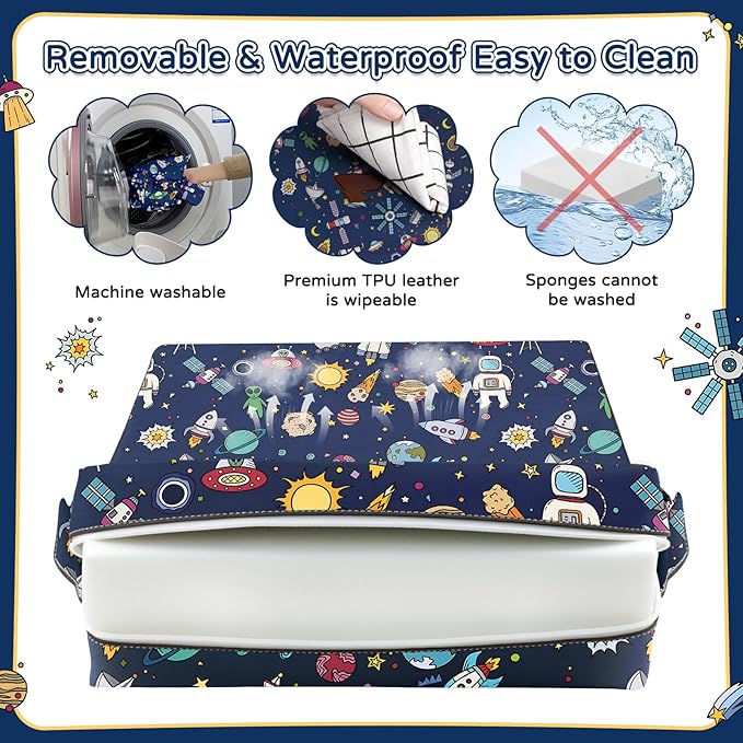 Booster Seat for Kitchen Chair with Backrest & 4 Adjustable Straps, Portable TPU Waterproof & Anti-Scratch Toddler Booster Seat for Dining Table, Non-Slip & Removable Booster SEat for Table