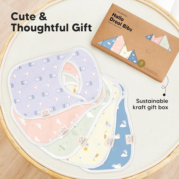 8-Pack Baby Bibs for Boys, Girls - Pullover Bibs for Drooling Teething Baby Girl & Boy Toddler, Newborn, Soft & Absorbent, Cute Colors, Large Torso Coverage Keep Infant Clean & Dry (Dreamers)