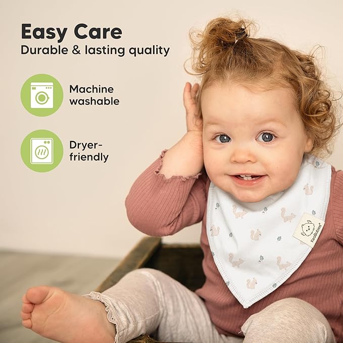 8-Pack Organic Baby Bandana Bibs for Girls - Super Absorbent Triangle Baby Bibs for Drooling and Teething Infant, 100% Cotton Extra Soft for Newborn, Infant 0-36 Months (Prairie)