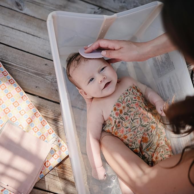 mushie Baby Bath Cradle Cap Brush | Soft Silicone Bristles for Dry Skin, Eczema, & Cradle Cap Treatment | 2-Pack (Rose/Soft Lilac)