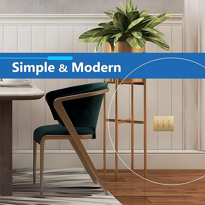 LIDER Matte Finish Decorator Switch Cover, Screwless Wall Plate, Mid-Size 3-Gang 4.88" x 6.77", Unbreakable Polycarbonate Thermoplastic, UL Listed, LSWP-33M-GD, Gold