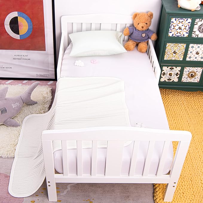 NTBAY Jersey Cotton Quilted Toddler Blanket, Breathable and Warm for Boys and Girls Baby Blanket, 30x40 Inches, White Stripe