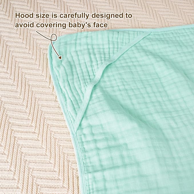 david's kids 2 Pack Hooded Baby Towels, 100% Muslin Cotton 6-Layer Ultra Soft Breathable Absorbent Baby Bath Towels for Infant and Toddler, Newborn Essentials, Large 32x32Inch, Dinosaur