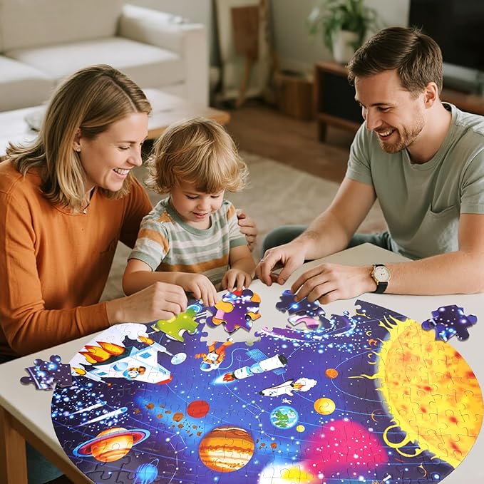 Floor Puzzle for Kids Ages 4-8, Solar System Jigsaw Puzzles, 205 Piece Space Large Puzzles for Toddler Ages 3-5, Preschool Learning Planets Toys Christmas Birthday Gift for Boys Girls