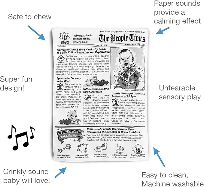 People Brain Builders: Baby Newspaper - Crinkly Baby Toy